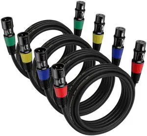 EBXYA XLR Microphone Cable - XLR Male to Female Cable 6ft 4-Packs with 3-Pin Balanced XLR Cables for Mic Mixer, Recording Studio, Speaker