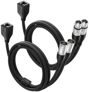 EBXYA DMX XLR 3 Pin Y Splitter to RJ45 Cable - RJ45 to Dual XLR Male & Dual Female Cable for Stage and Recording Studio 1 Pair(3 Feet)