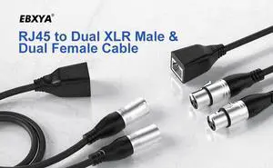 EBXYA DMX XLR 3 Pin Y Splitter to RJ45 Cable - RJ45 to Dual XLR Male & Dual Female Cable for Stage and Recording Studio 1 Pair(3 Feet)