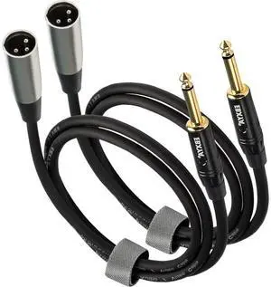 EBXYA XLR Male to 1/4 Inch TS Mono Unbalanced Microphone Cable 6Ft, 6.35mm to XLR Cable, 2 PCS
