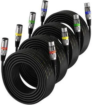 EBXYA XLR Cable 20ft 4 Pack - Mic Cables Balanced DMX Cable Male to Female Suitable for Microphones, Radio Station, Stage Lighting