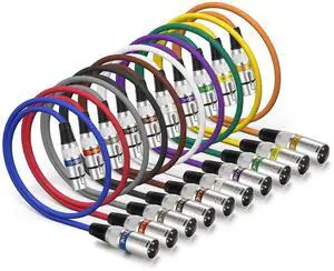 EBXYA XLR Cable 2ft 10 Pack - EBXYA 3 Pins Balanced XLR Microphone Cable Male to Female Suitable for Audio Mixer, Speaker Systems, Radio Station