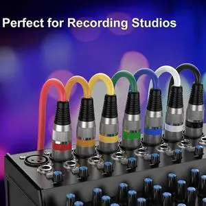 EBXYA  25 ft XLR Cable Set - Balanced 3-Pin Microphone Cables with Color-Coded Connectors - Durable Metal Ends, Easy Clean PE Jacket, Anti-Interference Shielding for Audio Mixers and Speaker Syst 10PC