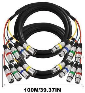 EBXYA 3 Ft XLR Snake Cables 4 Colored, 4-Channel Microphone Patch Cable XLR Male to Female, Recording Snake for Live, Recording, Studios 2 Pack