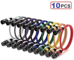 EBXYA XLR Cables 2ft 10 Pack - 3 Pins Balanced XLR Microphone Cable Male to Female Suitable for Audio Mixer, Speaker Systems, Radio Station