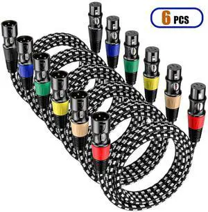 EBXYA XLR Cable 1.5ft 6 Packs, Braided XLR Male to Female Balanced Microphone Cable, Gold Plated 3-Pin XLR Mic Cable, XLR Speaker Cable for Mixer, Amplifiers, Record