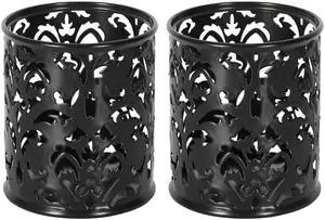 EasyPAG Metal Round Pencil Holder 2 Pack Black Pen Cup Holders Organizer for Desk
