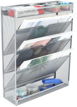 EasyPAG Mesh Hanging Wall File Organizer 3 Pocket Desk/Wall Mounted File Holder with Mail Paper Accessories Organizer for Office Home, Silver