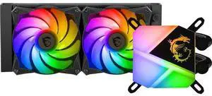 MSI MAG Series CORELIQUID C240 AIO Liquid CPU Cooler, 240mm Radiator, Dual 120mm ARGB PWM Fans, ARGB Lighting Controlled by Software LGA 1700 Ready / AM5 Compatible