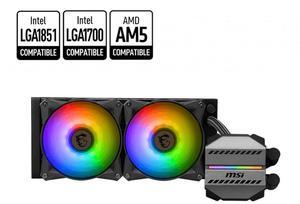 MSI MAG CORELIQUID M240 all-in-one liquid CPU Cooler 240mm Radiator, 2*120mm ARGB Fans, Compatible with Intel LGA1700, 1200 and AM5, AM4 socket