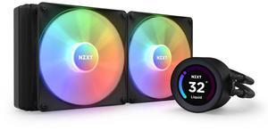 NZXT Kraken Elite RGB 280mm - RL-KR28E-B1 - RGB AIO CPU Liquid Cooler - Customizable LCD Display - 2 x F140RGB Core Fans Radiator Fans Black LGA 1851 / AM5 Compatible
