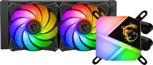 MSI MAG Series CORELIQUID C240 AIO Liquid CPU Cooler, 240mm Radiator, Dual 120mm ARGB PWM Fans, ARGB Lighting Controlled by Software LGA 1700 Ready / AM5 Compatible