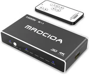 Mrocioa HDMI Splitter Hdmi Switch, 5port 4K 30HZ Hdmi Splitter box with IR Remote Control