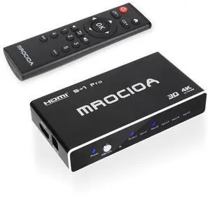 Mrocioa 4K 60Hz HDMI Switch with ARC, 4k HDMI Splitter, Mrocioa 5port HDMI 2.0 Switch Box with IR Remote for PS5/ XBOX / HDTV/Projector Etc