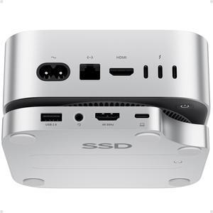PULWTOP Mac mini M4 Hub Stand with 4TB M.2 SSD Enclosure (SSD NOT Included), Mac mini M4/ M4 Pro Dock with HDMI 4K 60Hz, 2024 MacMini USB C Hub Accessories, 3 USB A 2.0, SD/TF Card Slots, 3.5mm Audio