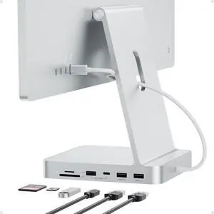 PULWTOP USB C HUB for iMac 24 inch 2021/2023/2024, USB Hub Adapter iMac Accessories for iMac M1/M3/M4 with USB C 10Gbps 3*USB A SD/TF, Docking Station Support Expand M.2 SSD (Not Included), Silver