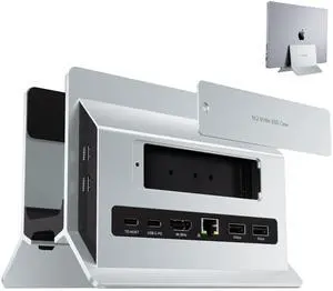 PULWTOP Vertical Laptop Docking Station for MacBook Pro Air, Support M.2 SSD Expansion, 1 x HDMI 4K, 2 x USB-C 10Gbps, 2 x USB-A 5Gbps, RJ45, SD/TF, USB-C 100W PD Dock for Full-featured Type-C Laptops
