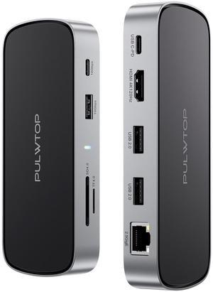 PULWTOP Laptop Docking Station, 9 in 1 USB C Mini Dock with 4K@120Hz/8K@30Hz HDMI, 2.5G LAN, 100W PD, USB A/C 10Gbps, SD/TF 4.0, USB C Hub Compatible with Thunderbolt 3/4 and Full-Type-C Laptops