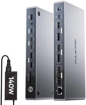 PULWTOP Displaylink Docking Station, USB C DisplayLink Dock Triple Displays for MacBook M1/M2/M3/M4 Windows, 8K/4K@60Hz Displaylink Dock with 3HDMI, 3 Display Port, PD 30W,USB A/C 10Gbps, Ethernet