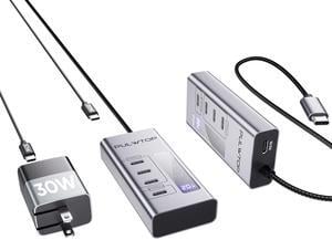 PULWTOP Powered USB C Hub, 4 in 1 USB C Hub Support Data 10Gbps & Charging(Not Support Video), USB C Powered Hub 10Gbps Ports for iMac, MacBook Pro/Air, iPad, XPS, USB Hub with 30W PD Power Adapter