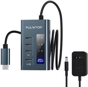 PULWTOP 4 in 1 USB C Hub - 10Gbps Data & Charging, No Video Support - USB C Adapter for iMac, MacBook, iPad, XPS