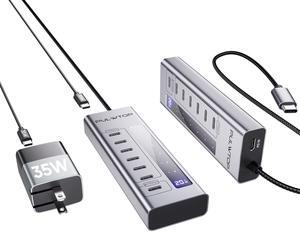 PULWTOP Powered USB C Hub, 7 in 1 USB C Hub Support Data 10Gbps & Charging(Not Support Video), USB C Powered Hub 10Gbps Ports for iMac, MacBook Pro/Air, iPad, XPS, USB Hub with 35W PD Power Adapter