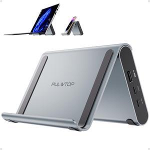 PULWTOP USB C Docking Station Dual Monitor for Microsoft Surface Pro/Go 11/10/X/9/8/7, Dual Displays with 2 xHDMI 4K, 3 x USB-C/A 10Gbps, 2 x USB-A 5Gbps, USB-2.0, Ethernet, PD for Win11/10 Tablets