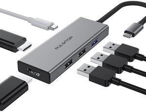 PULWTOP Laptop Docking Station 6 in 1 USB C HUB Multiport Adapter Dock with 4 * 10Gbps USB C Port1*HDMI@4K60Hz100 W PD ChargerGigabit Ethernet for Laptop MacBook Air iPad Pro XPS
