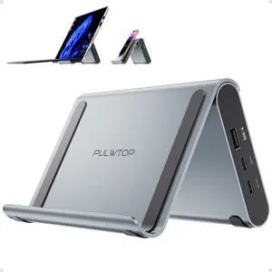 PULWTOP USB C Docking Station Dual Monitor for Microsoft Surface Pro/Go 11/10/X/9/8/7, Dual Displays with 2 xHDMI 4K, 3 x USB-C/A 10Gbps, 2 x USB-A 5Gbps, USB-2.0, Ethernet, PD for Win11/10 Tablets