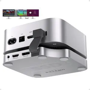 PULWTOP Mac Mini M4 Dock Stand with DP 4K 144Hz & HDMI 4K 60Hz, Mac Mini M4 Pro Hub with 4TB NVMe SSD Enclosure (SSD NOT Included), 3 USB A 2.0, SD/TF 3.0, 3.5mm Audio/Mic, USB C Hub for Mac Mini 2024