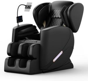 Massage Chair Full Body, Zero Gravity Massage Chair Recliner with Airbags,UL Listed, Foot Massage, Waist and Legs Heater, Bluetooth, Blue Atmosphere Lights, Bottom with Roller,(Black)