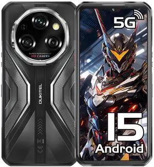 OUKITEL WP55 Android 15 Rugged Phone Unlocked 5G- 36GB+256GB/TF 2TB Rugged Smartphone, 11000mAh(33W) Battery, 6.6" FHD+120HZ Display, 108MP Camera, 5G Dual SIM Phone, NFC/GPS/OTG/IP68/IP69K, T-Mobile