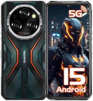OUKITEL WP55 Android 15 Rugged Phone Unlocked 5G- 36GB+256GB/TF 2TB Rugged Smartphone, 11000mAh(33W) Battery, 6.6" FHD+120HZ Display, 108MP Camera, 5G Dual SIM Phone, NFC/GPS/OTG/IP68/IP69K, T-Mobile