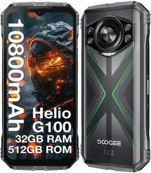DOOGEE S118 (2025) Rugged Smartphone Unlocked, 32GB+512GB/2TB Rugged Phone, Helio G100,10800mAh(33W) 6.6''FHD+120Hz Dispaly, 50MP+12MP Night Vision, Dual SIM/Face Unlock/Fingerprint/NFC/GPS/OTG