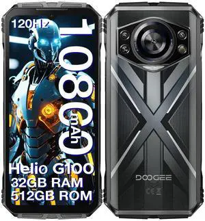 DOOGEE S Cyber Pro Rugged Smartphone Unlocked, 32GB+512GB Rugged Phone Android 14, 10800mAh Battery, 6.6" FHD+120Hz Waterproof Phone, 50MP+32MP, IP68/IP69K/Dual SIM/NFC/OTG/Face ID,Silver