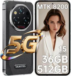 OUKITEL WP210 Rugged Smartphone 5G - Android 15 Rugged Phone, 36GB+512GB Cellphones, 6.7" FHD+ AMOLED, MTK Dimensity 8200, 8800mAh Battery Smartphones, 108MP Camera, Fingerprint, NFC, WiFi 6, 2025