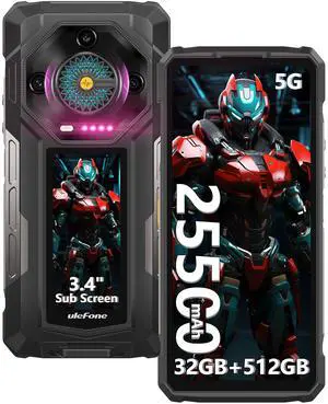 Ulefone Armor 33 Pro Rugged Phone 5G Dual Screen, 25500 mAh Battery 32GB + 512GB/2TB, 6.95" FHD+ 120Hz & 3.4" Secondary Display, 50MP + 64MP Night Vision + 32MP, Android 14, WiFi 6E