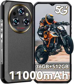 OUKITEL WP35 Pro Rugged Smartphone 5G - 36GB+512GB Android 14 Rugged Phone, 11000mAh Large Battery, 6.6" FHD+ Corning Screen, Dual Sim Cell Phone, 64MP+32MP Camera, NFC/OTG/BT5.2/GPS, T-Mobile, Black