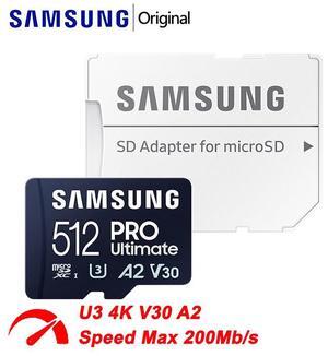 Samsung Micro SD PRO Ultimate 200MB/s + Adapter Flash Memory Card 256GB 512GB
