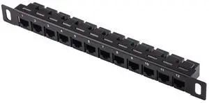 52Pi 12 Port Patch Panel, 10inch 0.5U CAT6 Network Patch Panel for DeskPi Rackmate T1/T0/T2 Server Cabinets