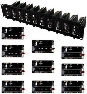 52Pi 19 Inch 2U Rack Mount for Raspberry Pi5, with 10 PCIe to M.2 NVMe SSD Adapters, Supports M.2 NVMe SSDs
