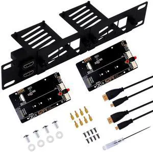 52Pi 10 Inch 1U Rack Mount for Raspberry Pi 5, with 2PCS PCIe to M.2 NVMe SSD Adapters for DeskPi Rackmount T0/T1/T2 Server Cabinets