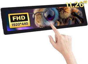 52Pi 11.26" Portable Monitor, HDR Gaming Monitor for Raspberry Pi 5, 1920X440 Capacitive Touch Screen for Raspberry Pi 4B/3B+/3B, with Mounting Holes to Install Pi Board