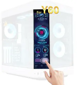 52Pi 12.6 Inch Bar LCD Screen, Touch Screen Monitor FHD 1920x515 Display, Built-in Dual Speakers for Hyte Y60 Computer Gaming PC Case CPU Secondary Monitor