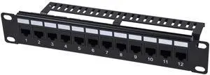 52Pi 12 Port CAT6 Keystone Patch Panel, 10inch 1U Network Patch Panel with Cable Management for DeskPi RackMate Service Cabinets