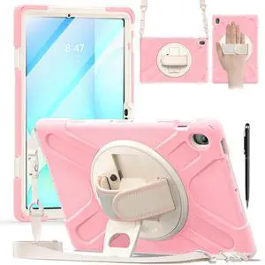 WERLEO Case for Samsung Galaxy Tab S10 FE Plus 13.1 inch 2025 SM-X620/X626B/X626, Shockproof Protective Cover with Screen Protector, Stand, Hand/Shoulder Strap Pen Holder,Stylus Pen Pink