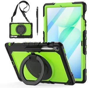 WERLEO Case for Samsung Galaxy Tab S10 FE Plus 13.1 inch 2025 SM-X620/X626B/X626 with Screen Protector Pen Holder Stand Hand Strap Shoulder Strap | Heavy Duty Shockproof Cover Green