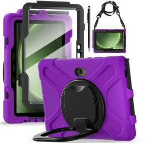 WERLEO Case for Samsung Galaxy Tab Active 5 Pro 2025 / Active 4 Pro 2022 / Active Pro 2019 10.1" Shockproof Cover with Screen Protector Pencil Holder Stand Shoulder Strap Stylus Pen Purple