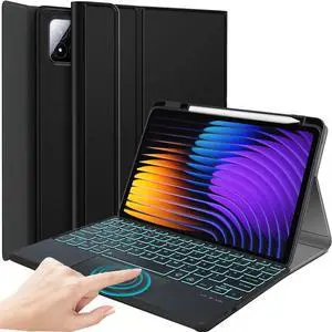 WERLEO Keyboard Case for Xiaomi Pad 7/ Pad 7 Pro 11.2 Inch, 7 Color Backlit, Magnetic Detachable Wireless Bluetooth Keyboard, Multi-Touch Trackpad, Stain Resistant Cover, Rechargeable