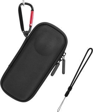 WERLEO Portable Small Case for Insta360 X4 X5 (for Original Lens Cap), Carrying Storage Bag Protective Cover Hard Shell Travel Protector with Wrist Strap Carabiner for Insta 360 X4 X5 Accessories